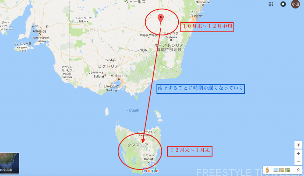 オーストラリア・ワーホリのチェリーピッキング地図